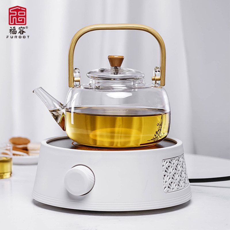 电陶炉煮茶家用小型茶具玻璃煮茶壶提梁壶蒸茶壶煮茶器煮茶炉套装
