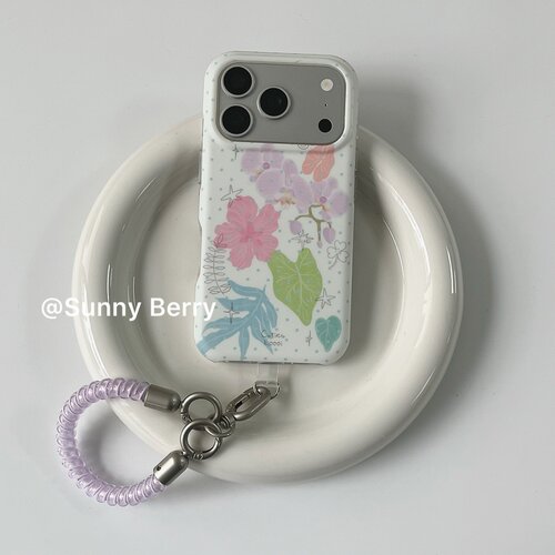 向日的浆果ins韩系小众少女心奶油色波点蝴蝶兰百合手腕挂绳适用苹果17pro手机壳iphone16promax保护套防摔15
