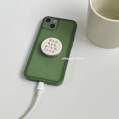 苹果1314透明墨绿英文小众手机壳