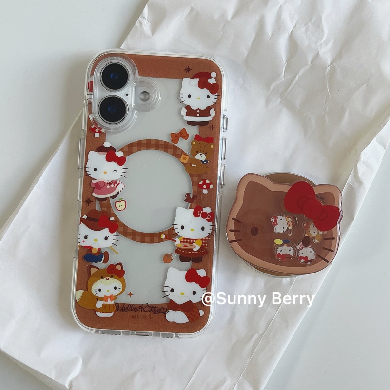向日的浆果ins韩系小众秋冬棕色可爱猫咪摇摇乐磁吸支架适用苹果16pro手机壳iphone15promax/14/13保护套防摔