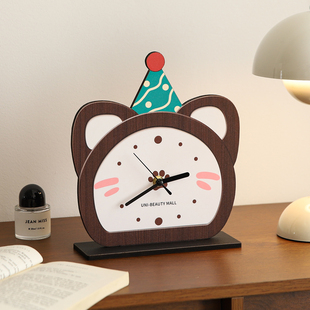 可爱猫咪桌面时钟摆件摆台式钟表摆放式客厅床头座钟高颜值装饰品