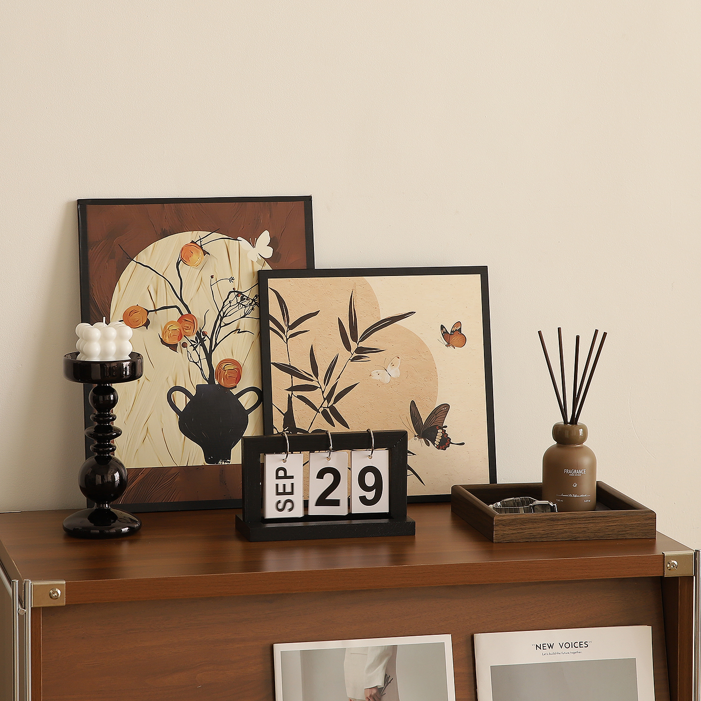 中古风入户玄关鞋柜装饰复古装饰画摆件电视机柜台面客厅家居好物