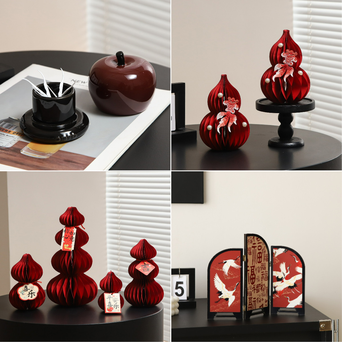 2026年新年电视柜桌面装饰摆件喜庆氛围感场景布置高级感拍摄道具,家居饰品,桌面摆件,淘宝优惠券,粉丝福利购,淘宝优惠卷