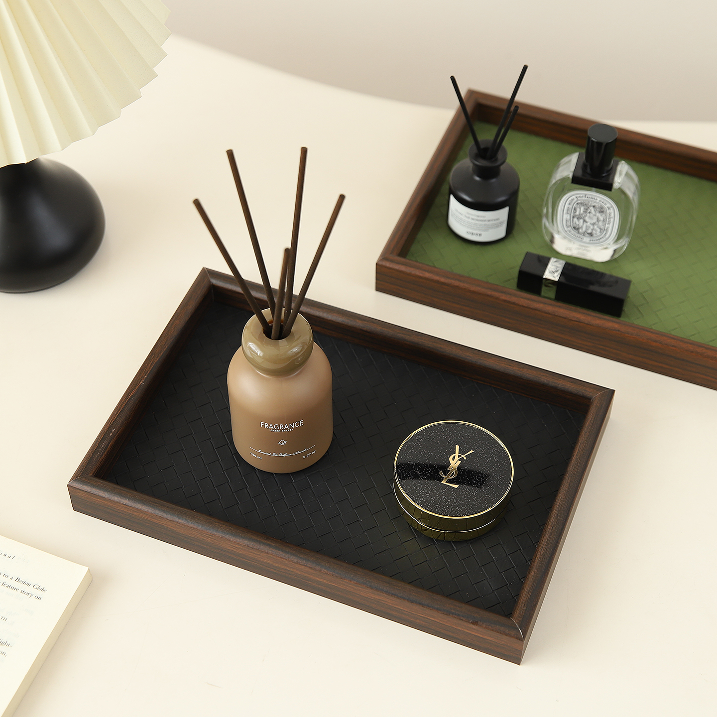 中古风香水香薰托盘首饰收纳盘高级感桌面收纳盒整理化妆品置物盘