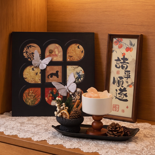 中古风玄关装饰客厅电视柜桌面香薰扩香石摆件高级感小众家居软装