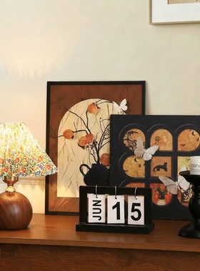 中古风入户玄关装饰品摆件画进门口法式复古客厅电视鞋柜软装高级