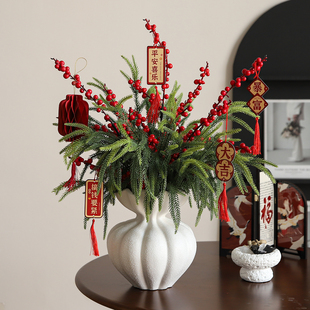 红果发财果装饰摆件服装店铺橱窗中医馆迎新年宵花束装饰氛围布置
