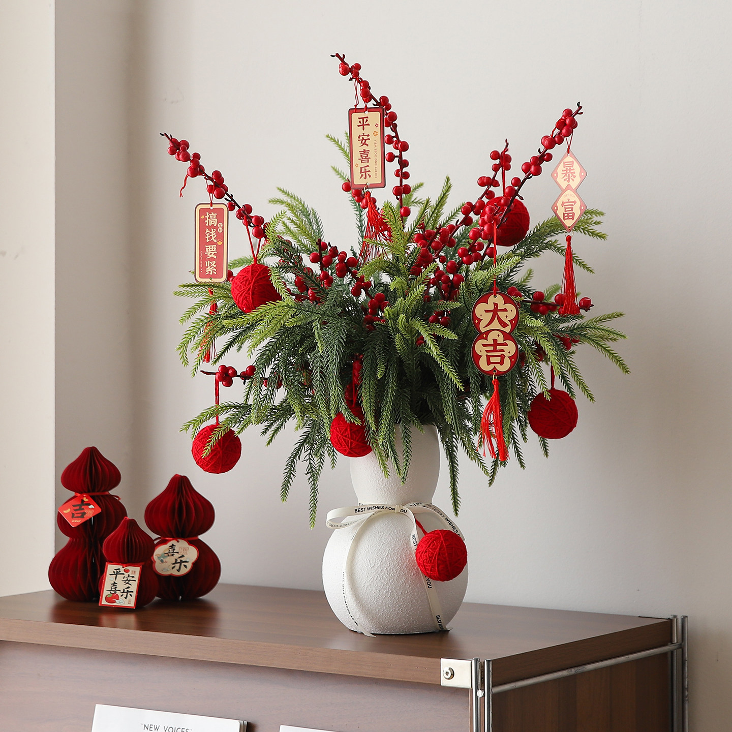 2026过新年年宵花家里装饰电视柜摆件高级感小众春节喜庆氛围布置,家居饰品,装饰摆件,淘宝优惠券,粉丝福利购,淘宝优惠卷