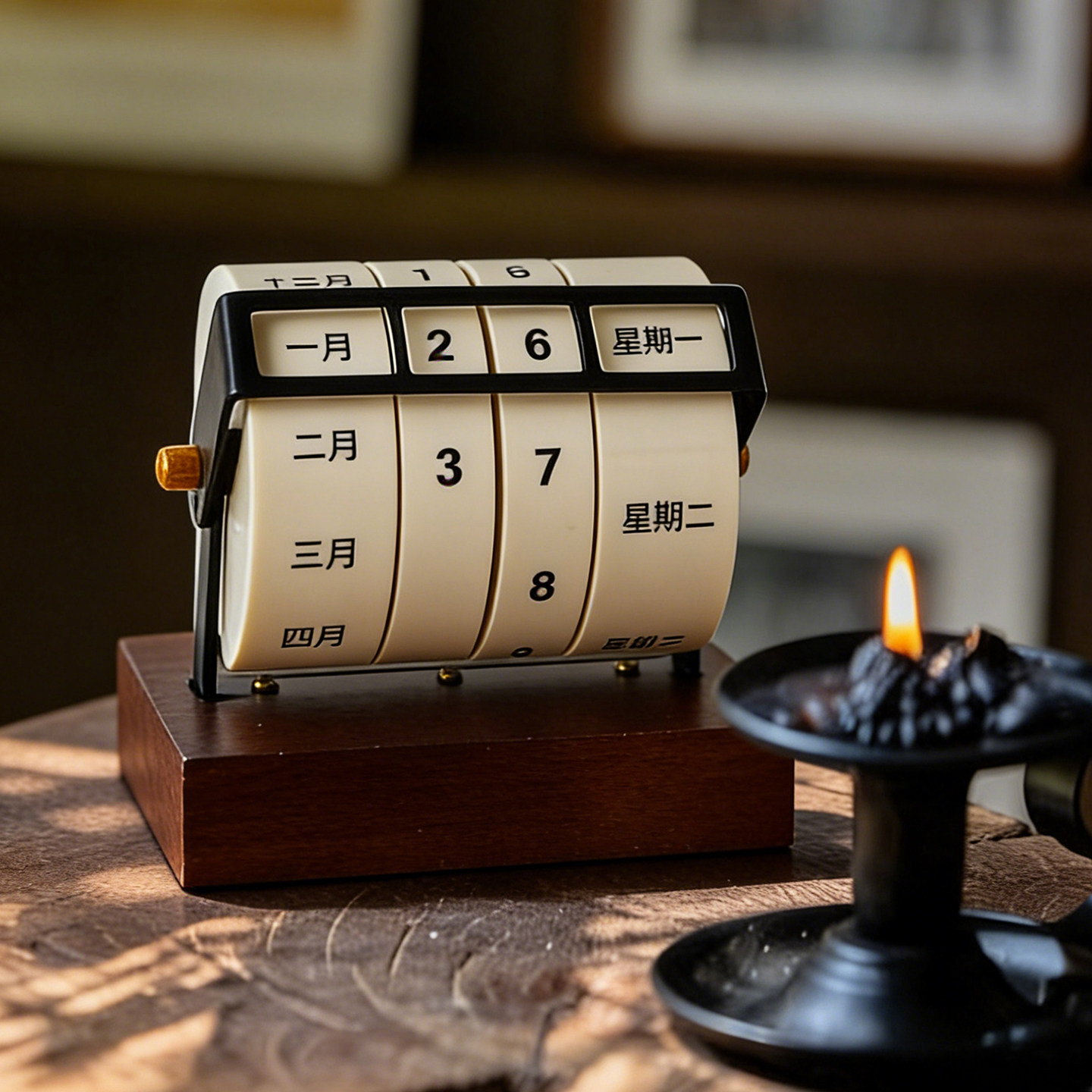 复古转轮日历摆件高级感小众客厅玄关办公室桌面家居装饰生日礼物