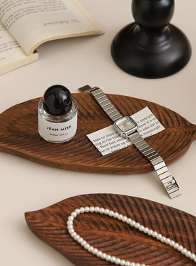 桌面装饰摆件玄关收纳香薰中古托盘木质首饰展示架新家氛围感好物