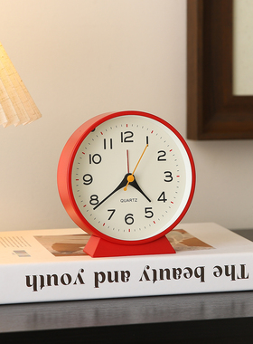 复古桌面台式钟表摆放式静音闹钟高颜值卧室床头夜光电子时钟摆件