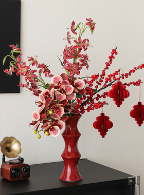过新年花束摆件轻奢高档客厅玄关电视餐边柜春节氛围感布置装饰品
