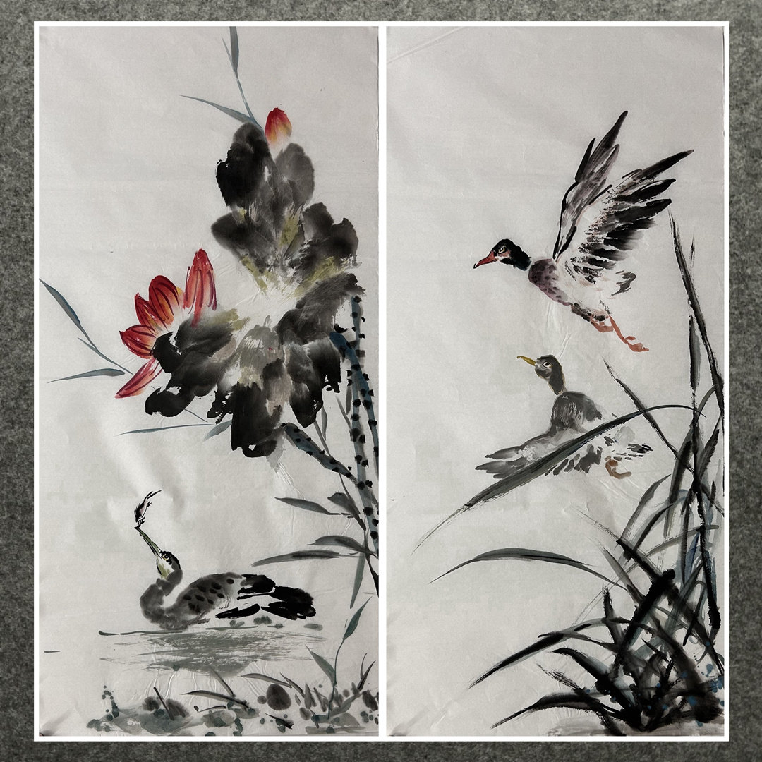 8墨锦轩竖幅宣纸装饰国画字画纯手绘三尺花鸟画荷花AD3060201-15,家居饰品,国画,淘宝优惠券,粉丝福利购,淘宝优惠卷