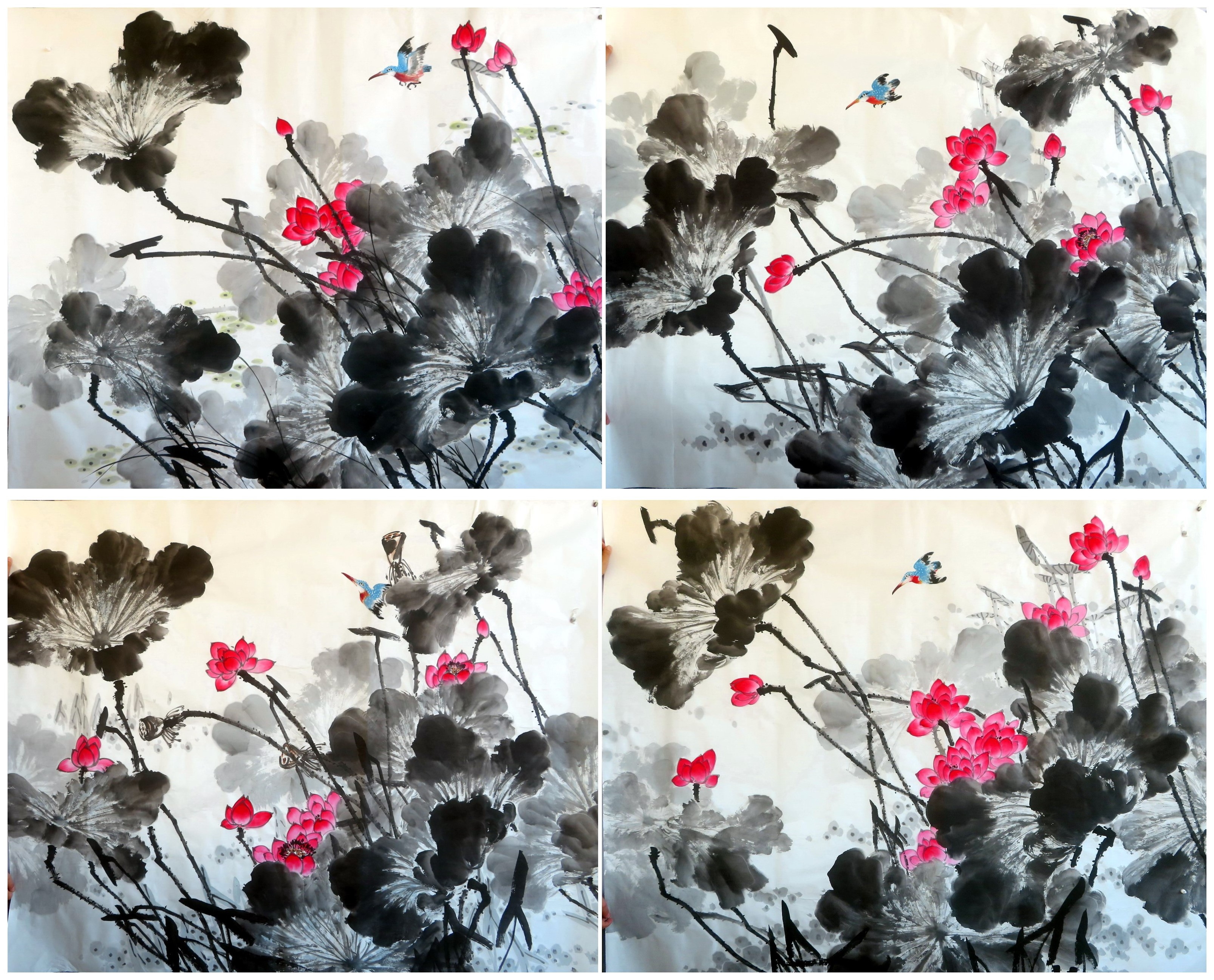 酒店装饰国画花鸟挂画纯手绘180X145CM大丈二斗方荷花AG2060200图片