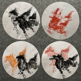 直径68厘米装饰国画批发动物纯手绘圆形马马到成功AY9101301-20