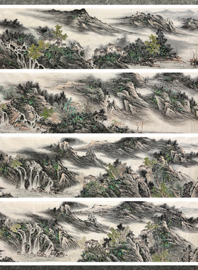 8墨锦轩客厅国画批发纯手绘八尺对开山水画福地雅居AS5092601-5