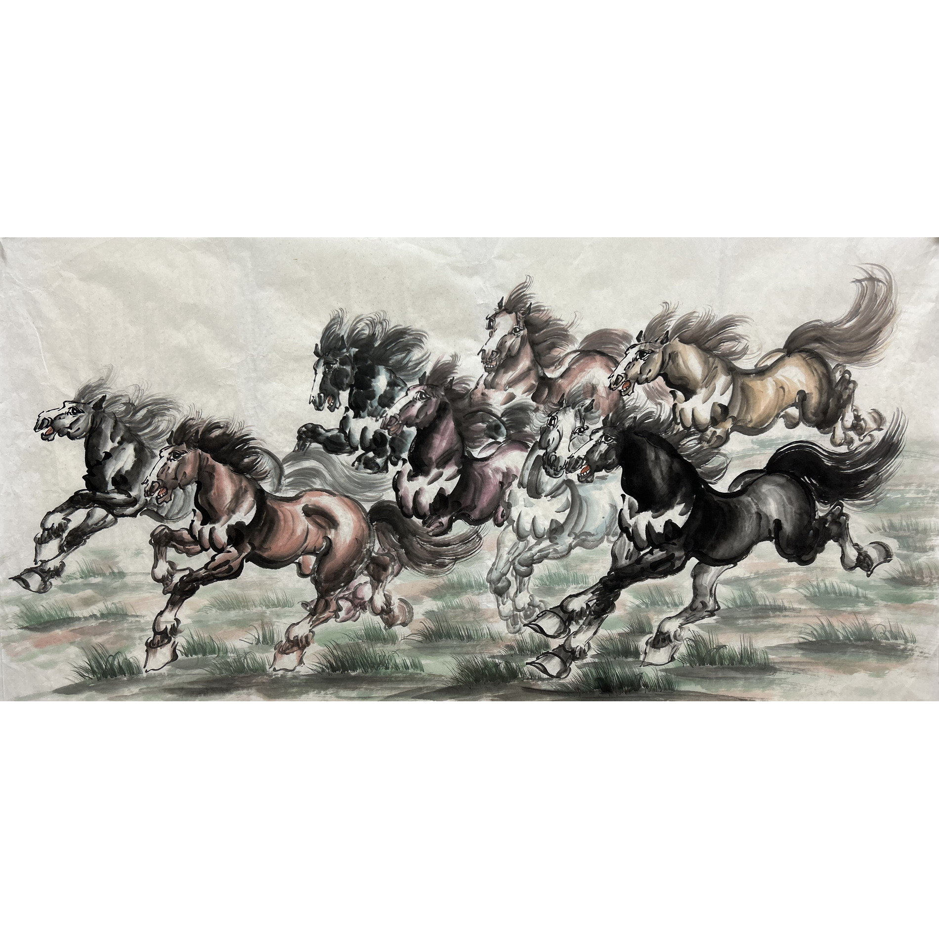 画面上有黄点国画骏马动物纯手绘四尺马八骏马到成功AV6050801-4