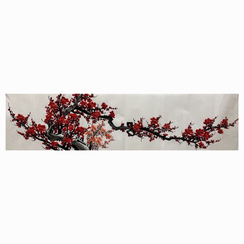 书房装饰国画字画纯手绘花鸟画四尺对开梅花红梅报喜AR5053001-10
