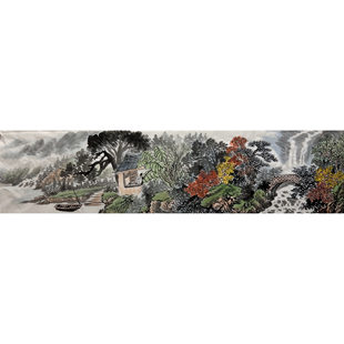 8墨锦轩装饰国画纯手绘字画四尺对开山水画福地雅居AS5080801-10