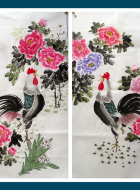 8墨锦轩中堂国画批发花鸟画纯手绘三尺牡丹花开富贵AJ5110301-10
