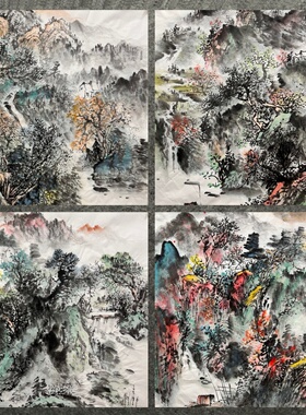 48X48CM装饰国画走道字画纯手绘三尺斗方山水画图AK6012731-60