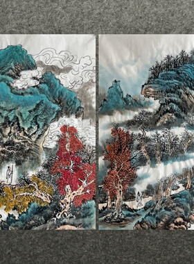 68X45CM中堂装饰国画纯手绘四尺三开山水画福地雅居AV6041701-10