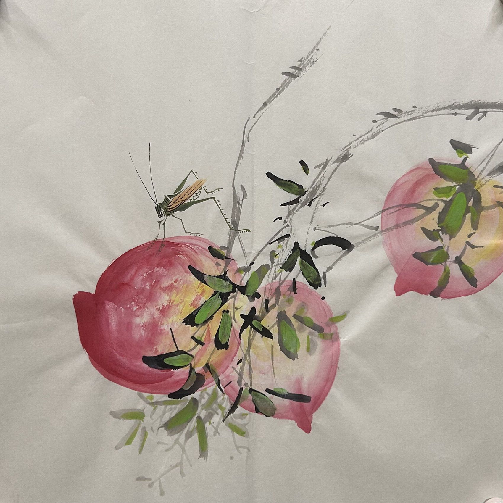 【8墨锦轩】特价装饰国画画芯花鸟画纯手绘四尺八开寿桃小品16