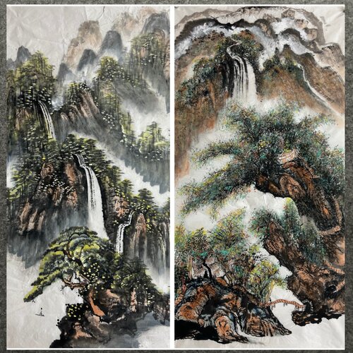 136X68厘米中堂处理画国画纯手绘四尺山水画源远流长AL6011701-29