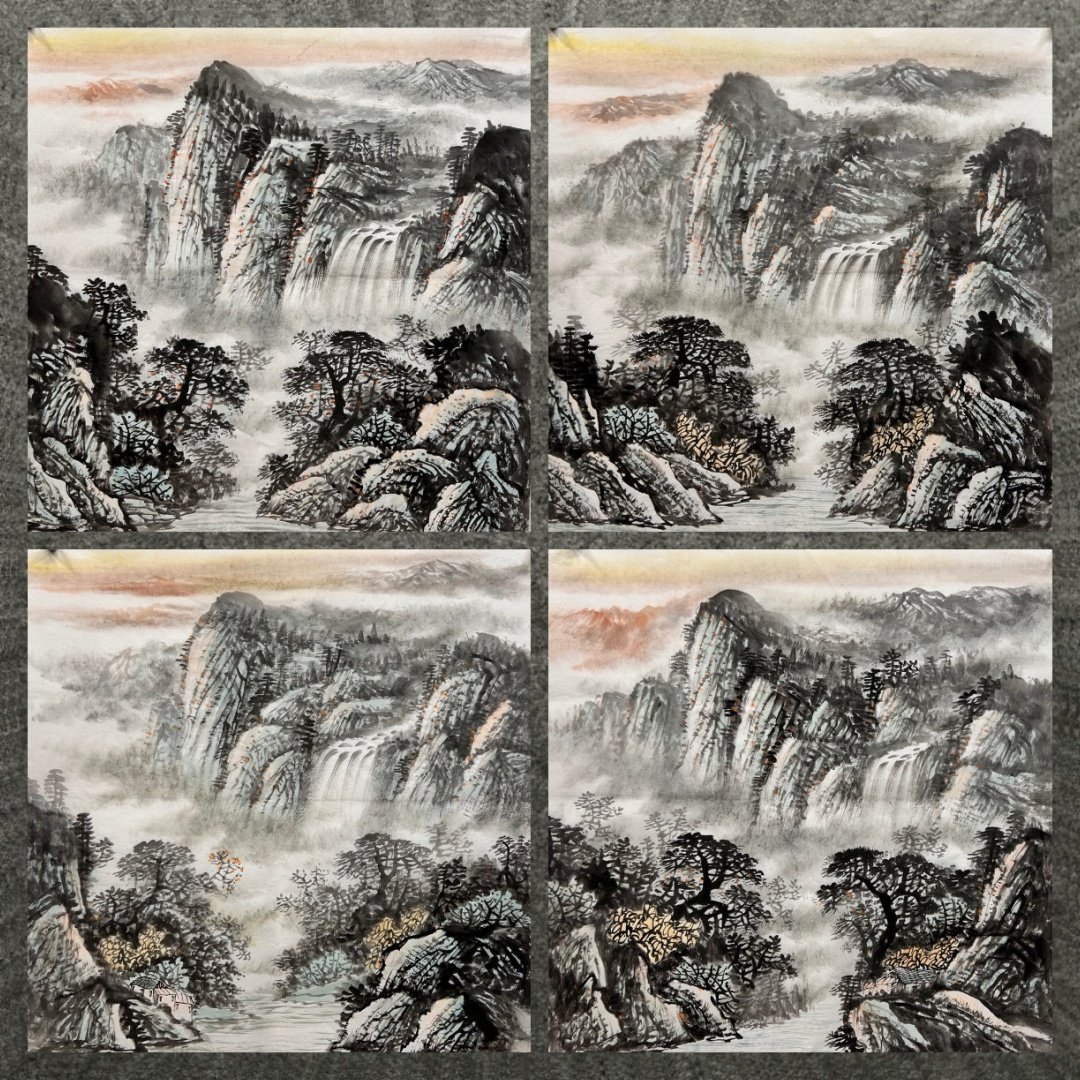 8墨锦轩68X68厘米水墨装饰国画纯手绘四尺斗方山水画AK5050601-20