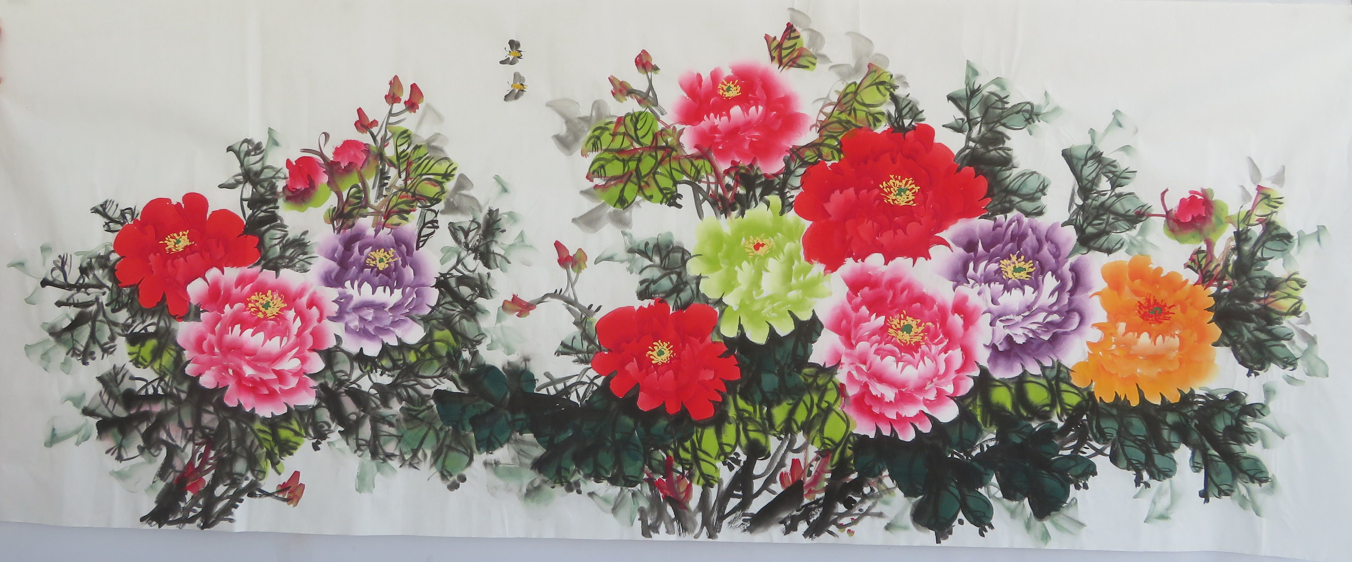 【8墨锦轩】特价国画花鸟画纯手绘小六尺牡丹富贵大吉ah1062817