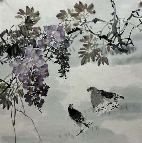 8墨锦轩装饰国画花鸟餐厅纯手绘字画四尺斗方花鸟画AE5053026-30