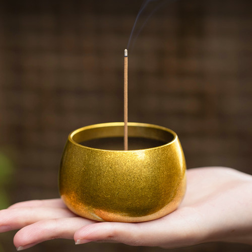 纯黄铜香插家用室内供奉香炉