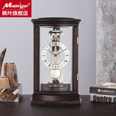 枫叶钟表家用实木装 饰机械座钟德国进口机芯客厅创意简约台钟摆件