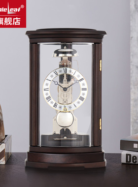 枫叶钟表家用实木装饰机械座钟德国进口机芯客厅创意简约台钟摆件