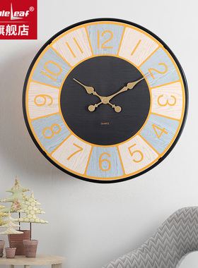 欧式客厅静音木质石英钟表家用简约现代挂钟创意艺术装饰时钟挂件