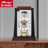 德国赫姆勒进口机芯家用新中式 饰摆件 创意实木机械座钟客厅简约装