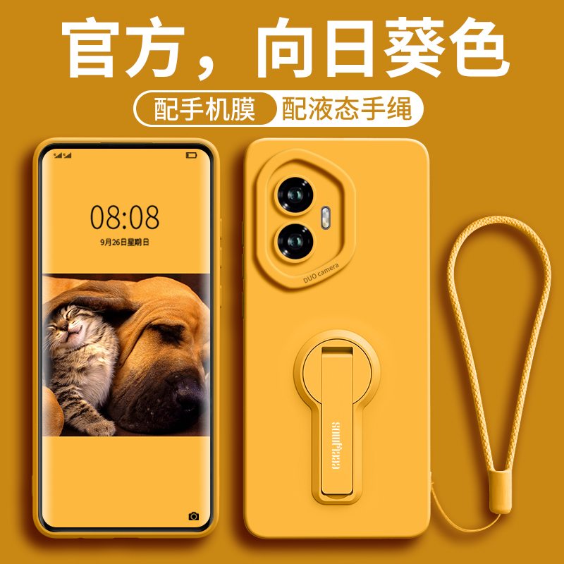 适用荣耀400手机壳新款honor400Pro液态硅胶400PRO带支架女式带挂绳防摔镜头dnn一an00全包pro男士软保护套