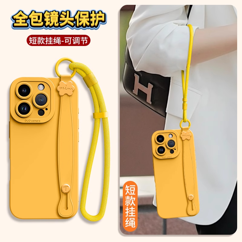 适用苹果11系列腕带挂绳硅胶壳