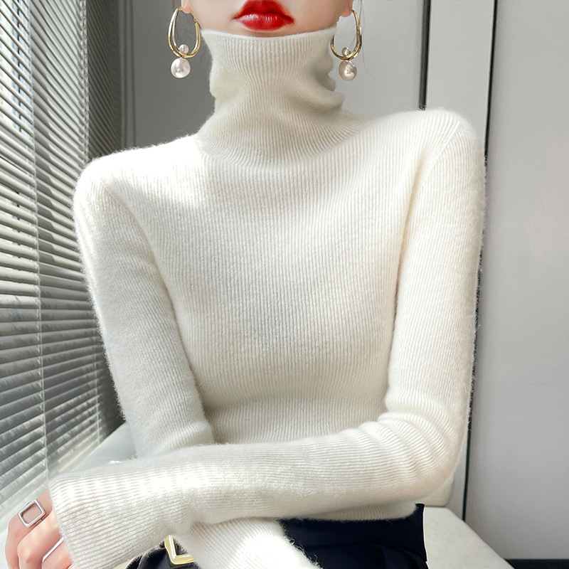 红色高领修身显瘦毛针织衫