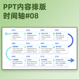 【2A08】PPT时间轴模板大事记历程图表路线时间节点企业发展