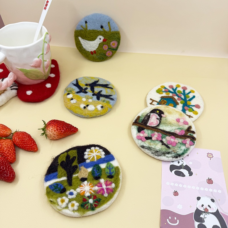 手工羊毛毡杯垫diy防烫桌面隔热垫耐高温卡通童趣餐垫创意碗垫潮