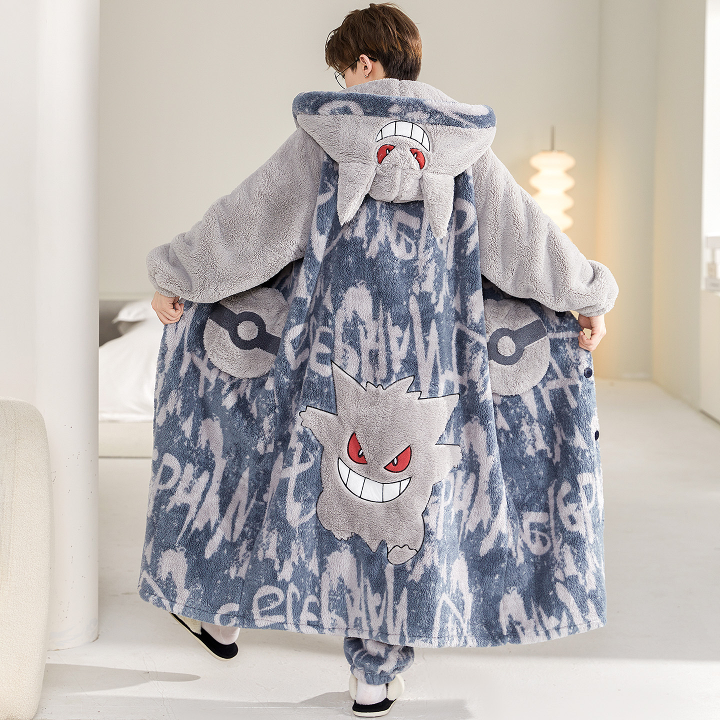 冬季法兰绒睡袍男士家居服