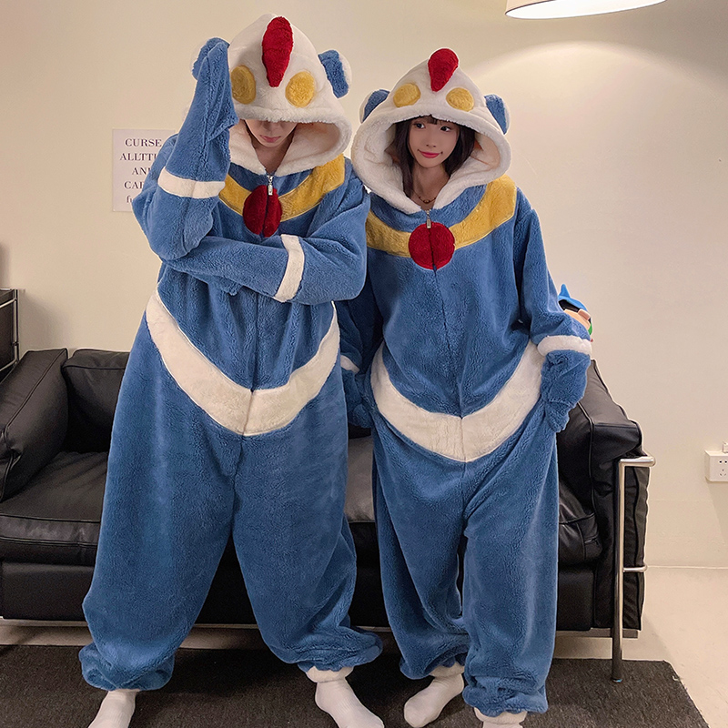 珊瑚绒情侣连体睡衣男女