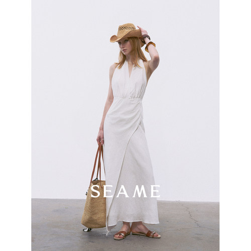 Seame汐觅 4/15【新品95折】尼亚的雨季 美式度假天丝亚麻连衣裙