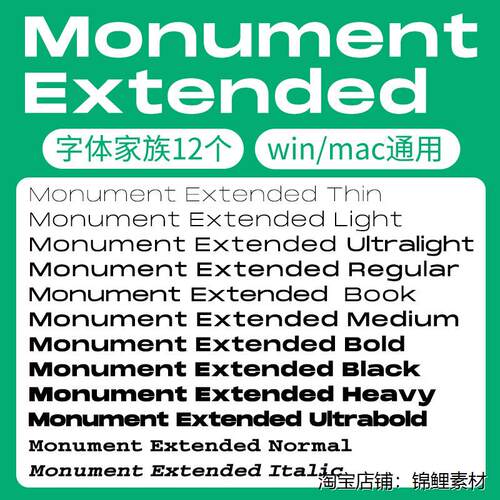 Monument Extended 英文字体家族全套安装包 Bold Regular Book