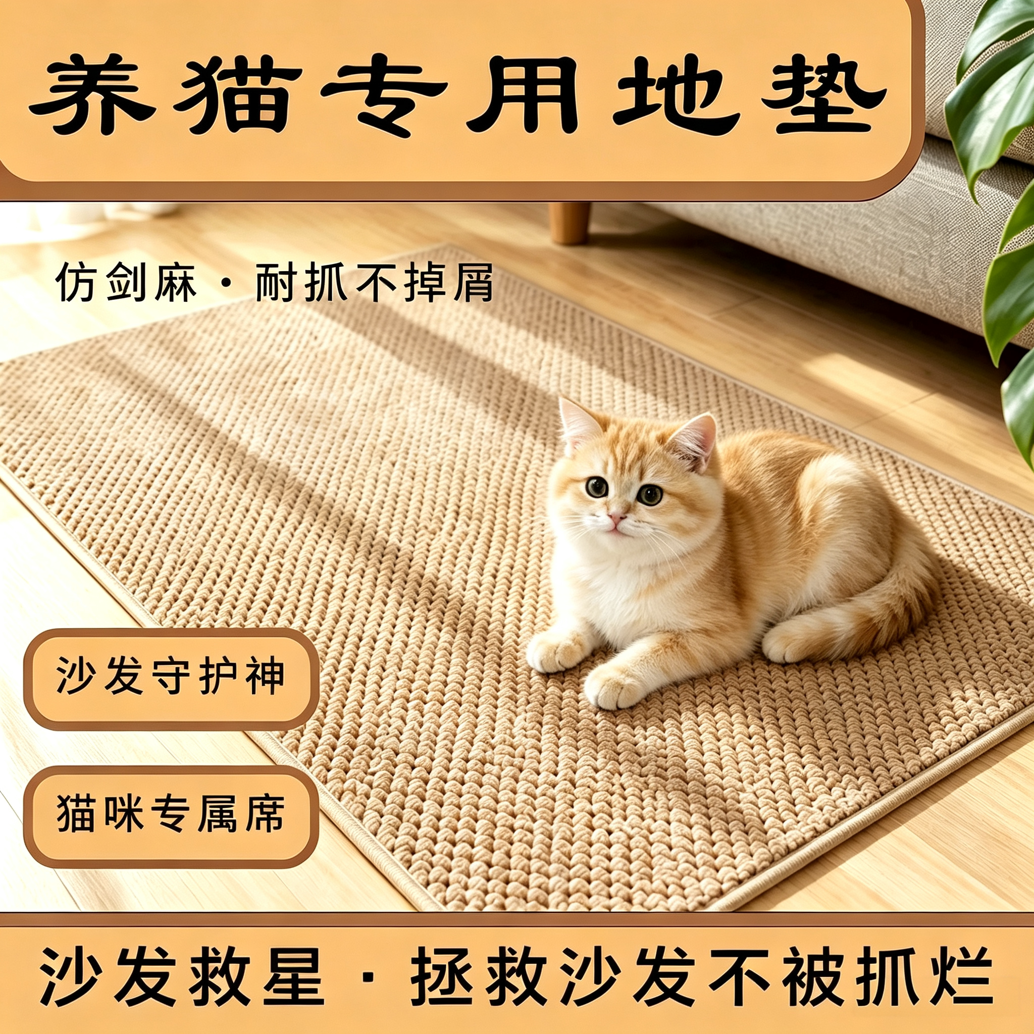 仿剑麻地毯防猫抓客厅摄影棚卧室地毯