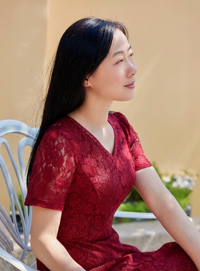 丹同款 琳丹乐2025新品红色蕾丝连衣裙58067