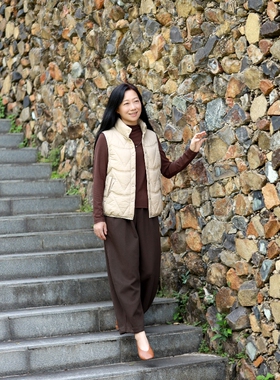 丹同款 琳丹乐2025秋冬新品杏色羽绒棉马甲59071搭配打底衫58524