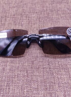 天然水晶无框切边茶色太阳镜