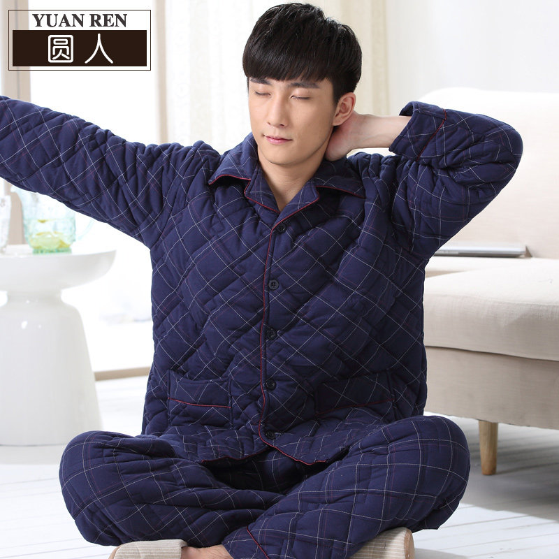 圆人秋冬款男士睡衣纯棉夹棉加厚中老年爸爸可外穿开衫家居服套装,女士内衣/男士内衣/家居服,睡衣/家居服套装,淘宝优惠券,粉丝福利购,淘宝优惠卷